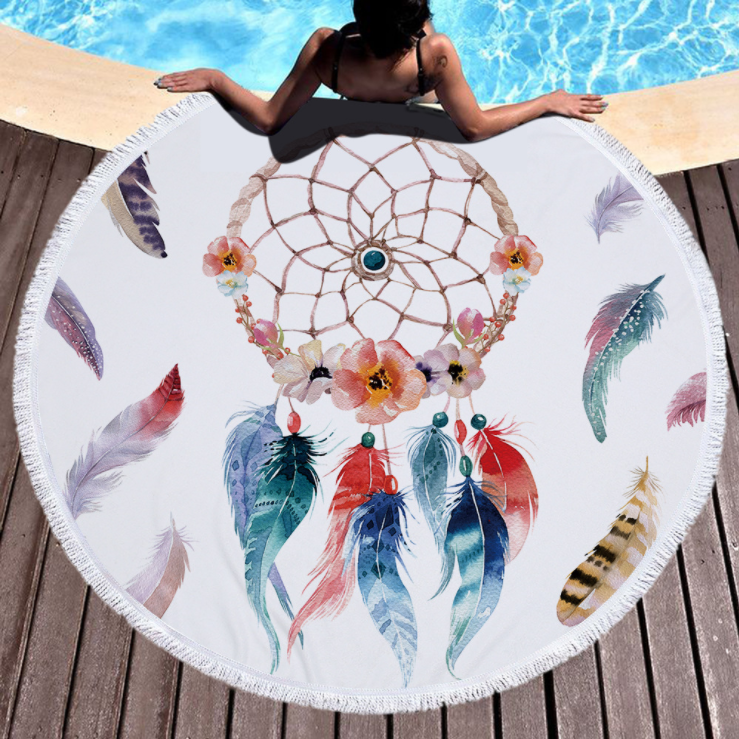 Rêve filet microfibre tour de plage serviette de yoga pad avec tassel