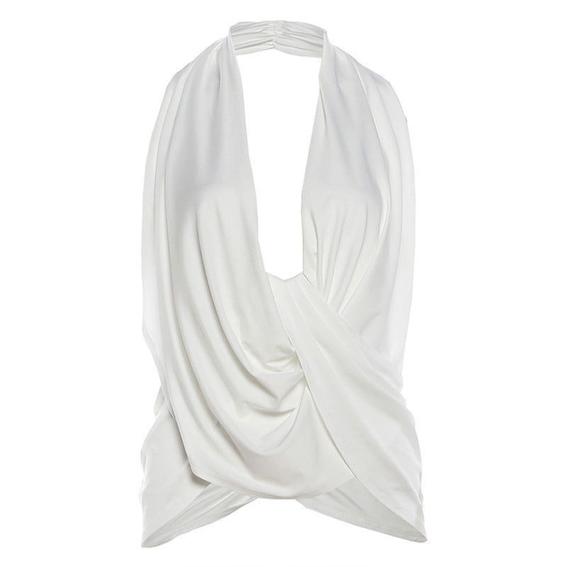 Modeable Street-style Halterneck Backless Asymétrique Top