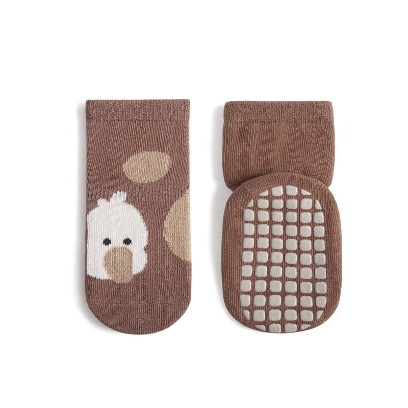 Chaussettes de sol en caoutchouc non glissées pour enfants mi-calf mignon caricature