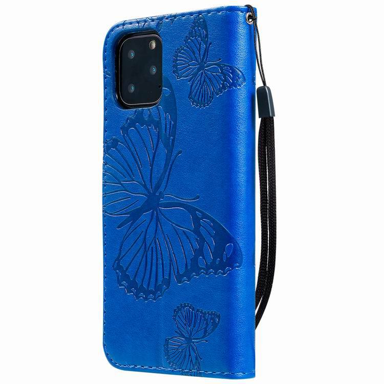 Grand Butterfly 3D embossé porte-carte en cuir avec étui de téléphone Lanyard