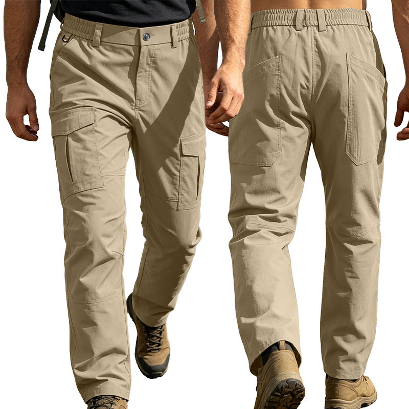 Pantalon de travail imperméable de printemps et d'automne pour hommes avec de multiples poches et une grande taille extérieure