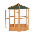 Cage d'oiseau de vol hexagonal extérieur en bois de 69 po avec toit couvert