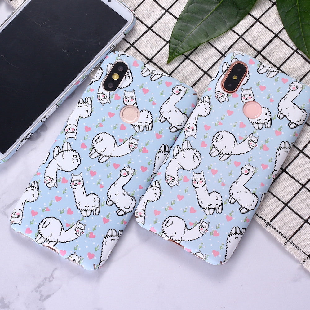 Cute Alpaca Sticker d'eau Étui téléphonique gelé