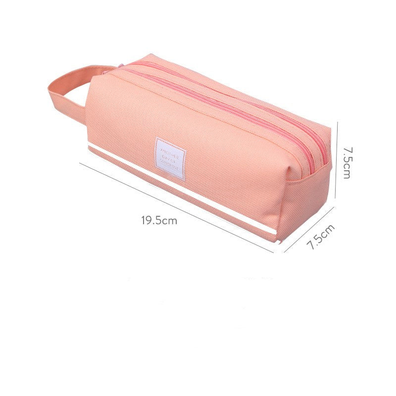 Boîte de papeterie à double couche en toile pour les élèves du secondaire