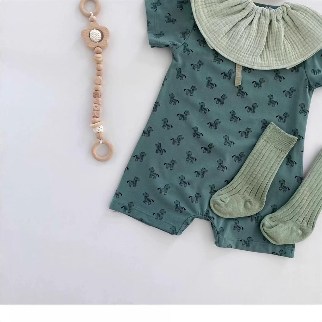 Jeu de manches courtes Romper court avec shorts à thème zèbre