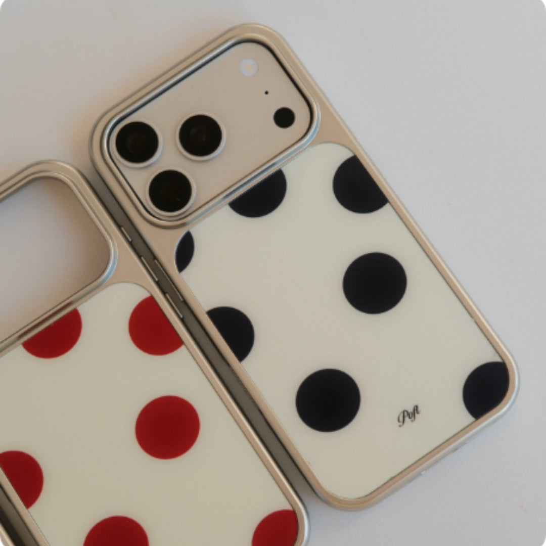 Boitier de téléphone en verre givré Retro Polka