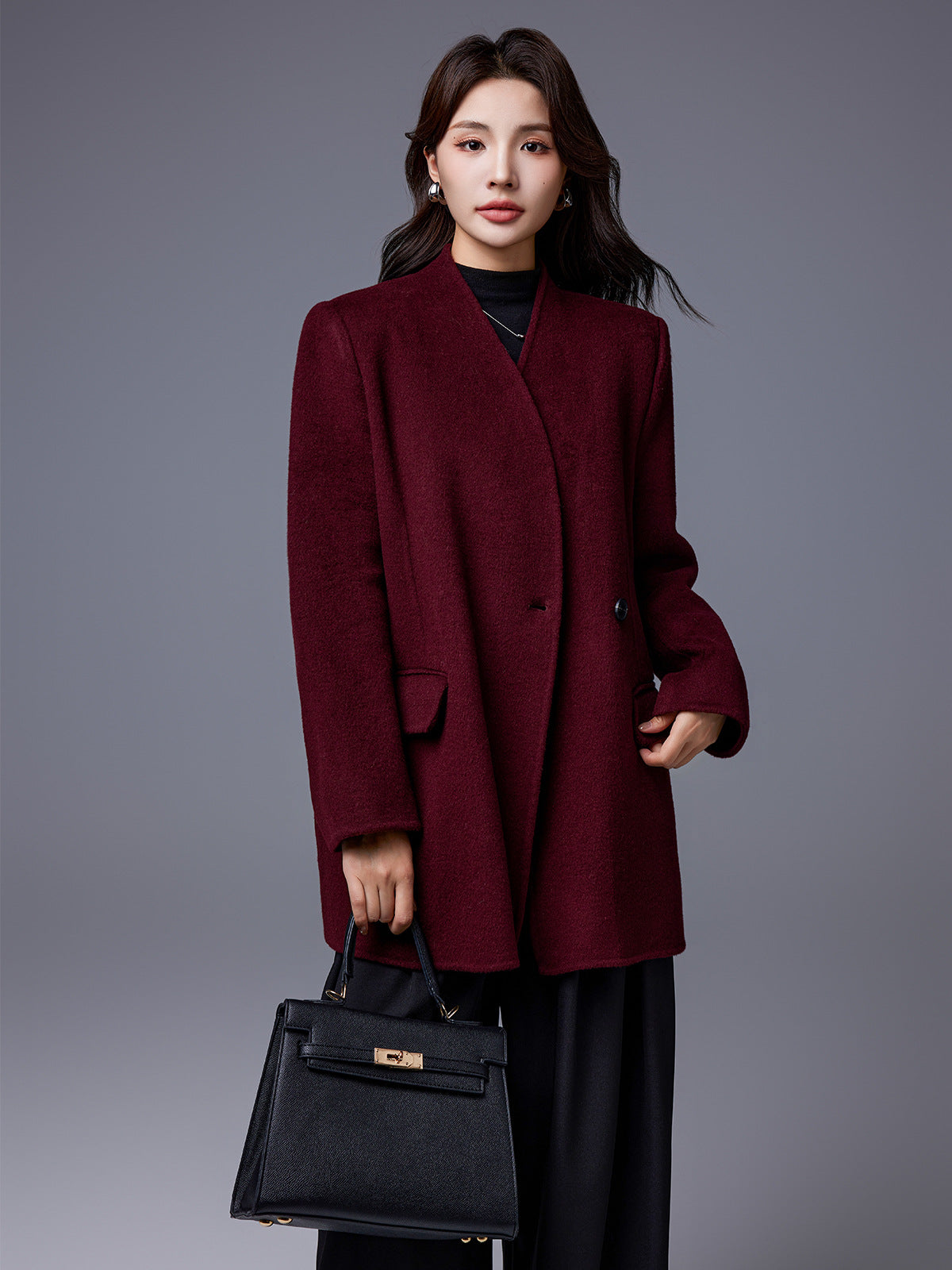 Manteau court en laine de style vintage pour femmes