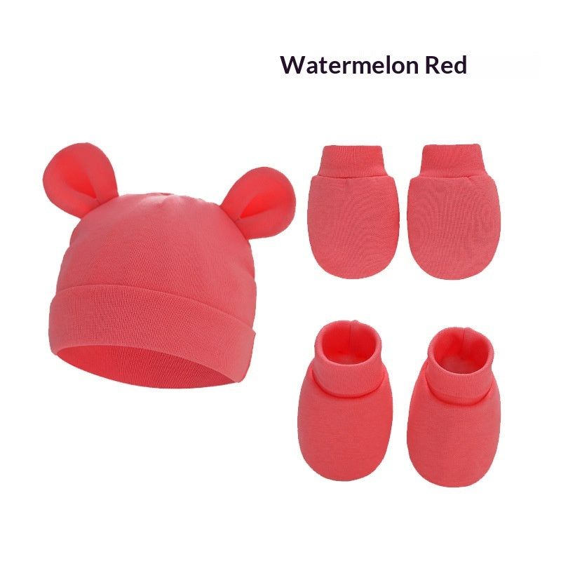 Chapeau nouveau-né Mittens et chaussettes avec des chaussures en caoutchouc