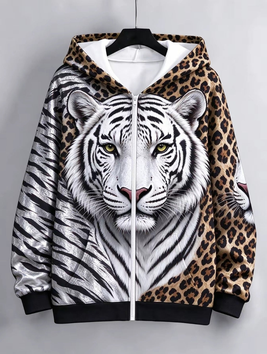 Sweatshirt à capuche Zip Up de style européen américain pour femme