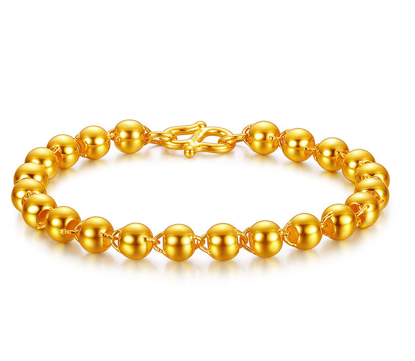 Bracelet en perles rond homme avec imitation or 24k