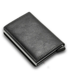 Support de carte d'emballage en alliage d'aluminium en cuir PU pour hommes