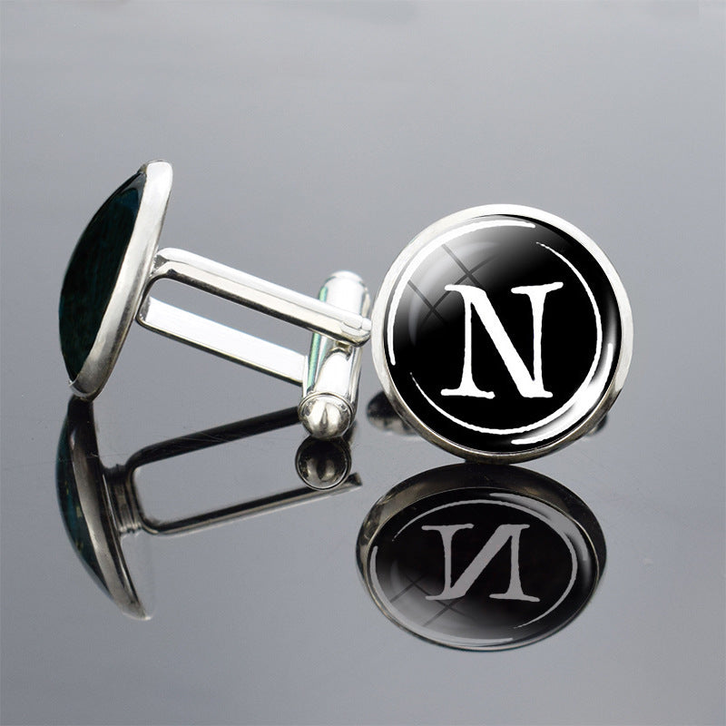 26 Lettre anglaise Cufflinks Metal Time Gem