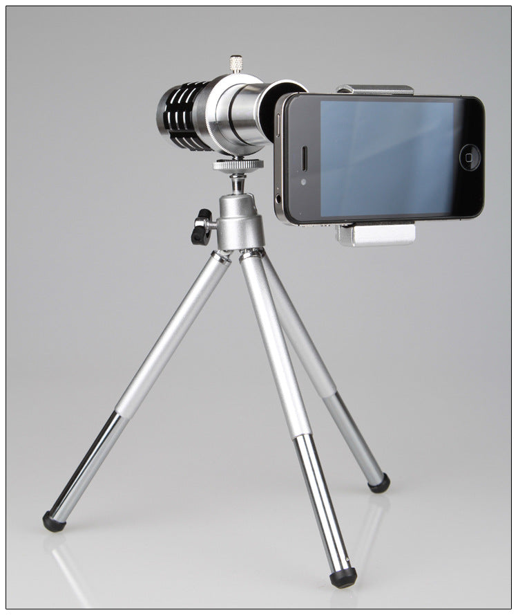 12X télescope mobile général objectif focal 12 fois long avec trois pieds voyage univer