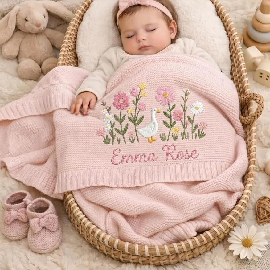 Nom brodé Baby tricoté coton Nap Personnalité Canapé Blanket