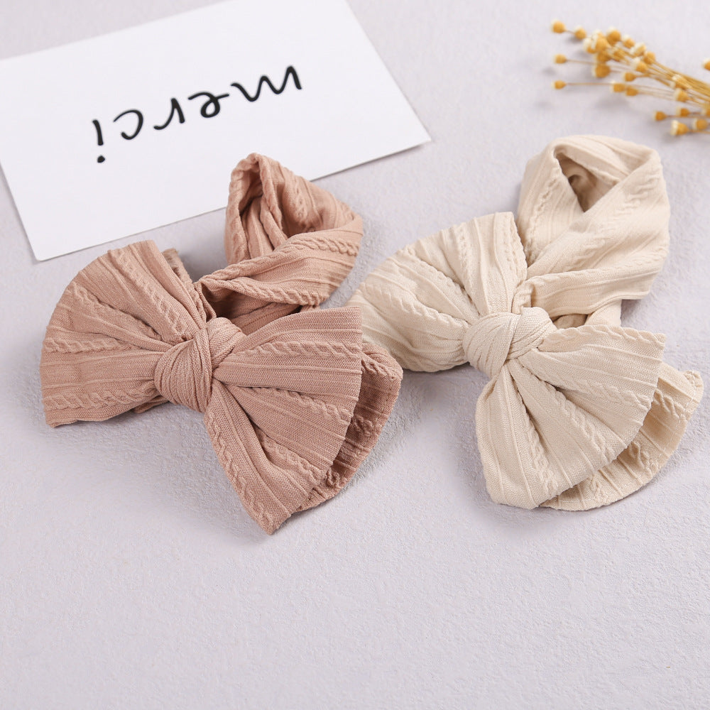 Accessoires capillaires pour enfants Jacquard Nylon Bande de cheveux Double couche Bow