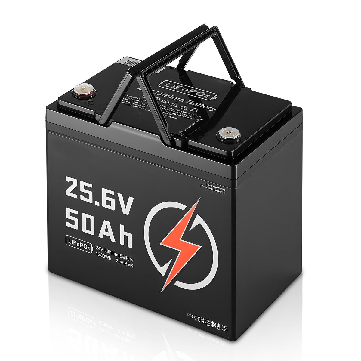 24V 50Ah LiFePO4 Lithium Battery Rechargeable Bluetooth Battery 30A BMS