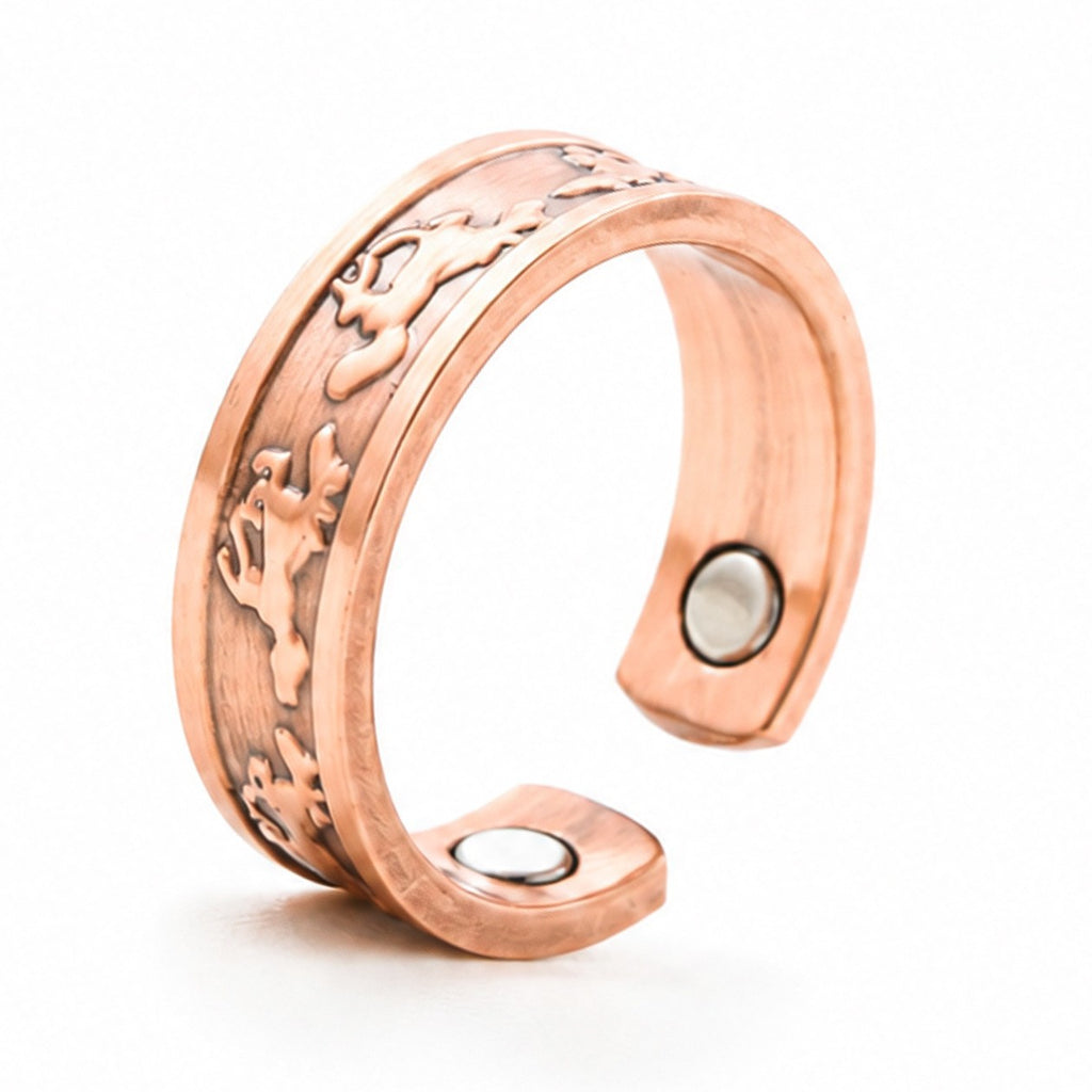 Vente d'ancienne cheval de cuivre embossé Bangle et anneau magnétique ouvert