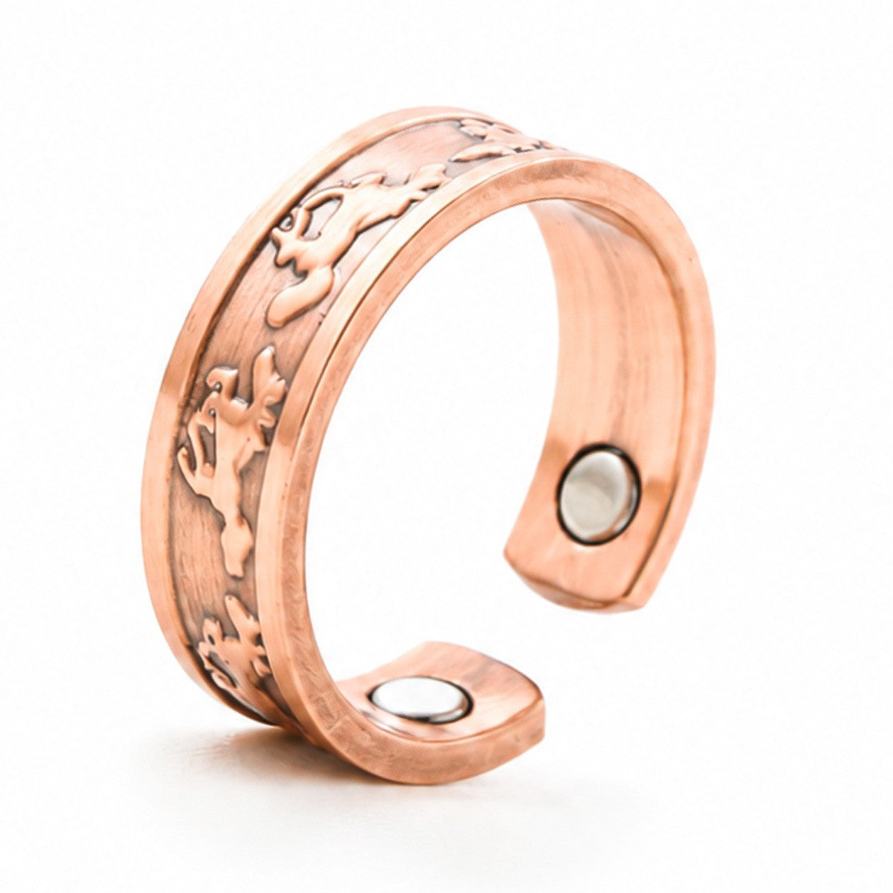 Vente d'ancienne cheval de cuivre embossé Bangle et anneau magnétique ouvert