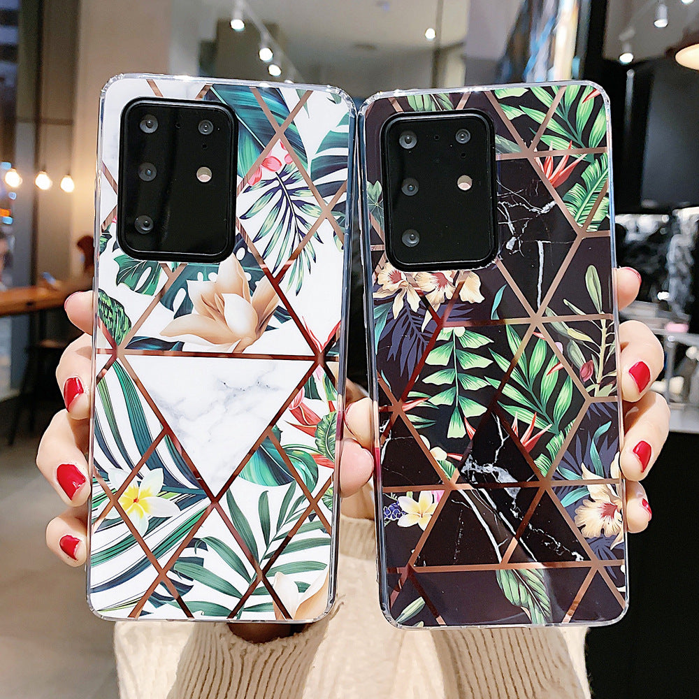 Rétro boîtier de téléphone de fleur géométrique électroplaçant
