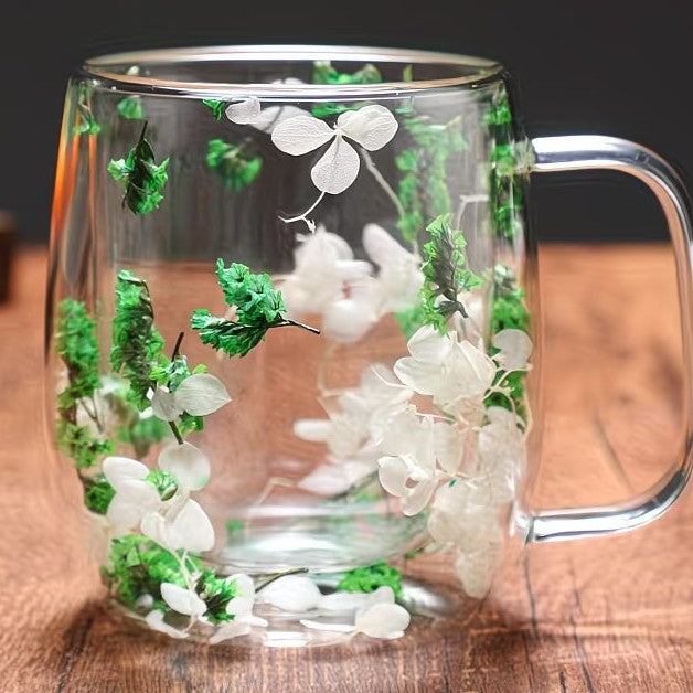 Coupe à café en pétale en verre à double couche haute-borosilicate