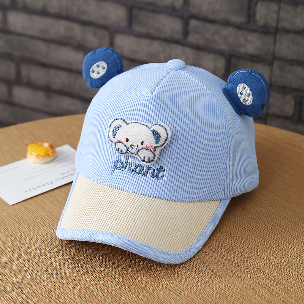Le cap de baseball d'automne bébé enfant mignon animal en trois dimensions oreille Corduroy