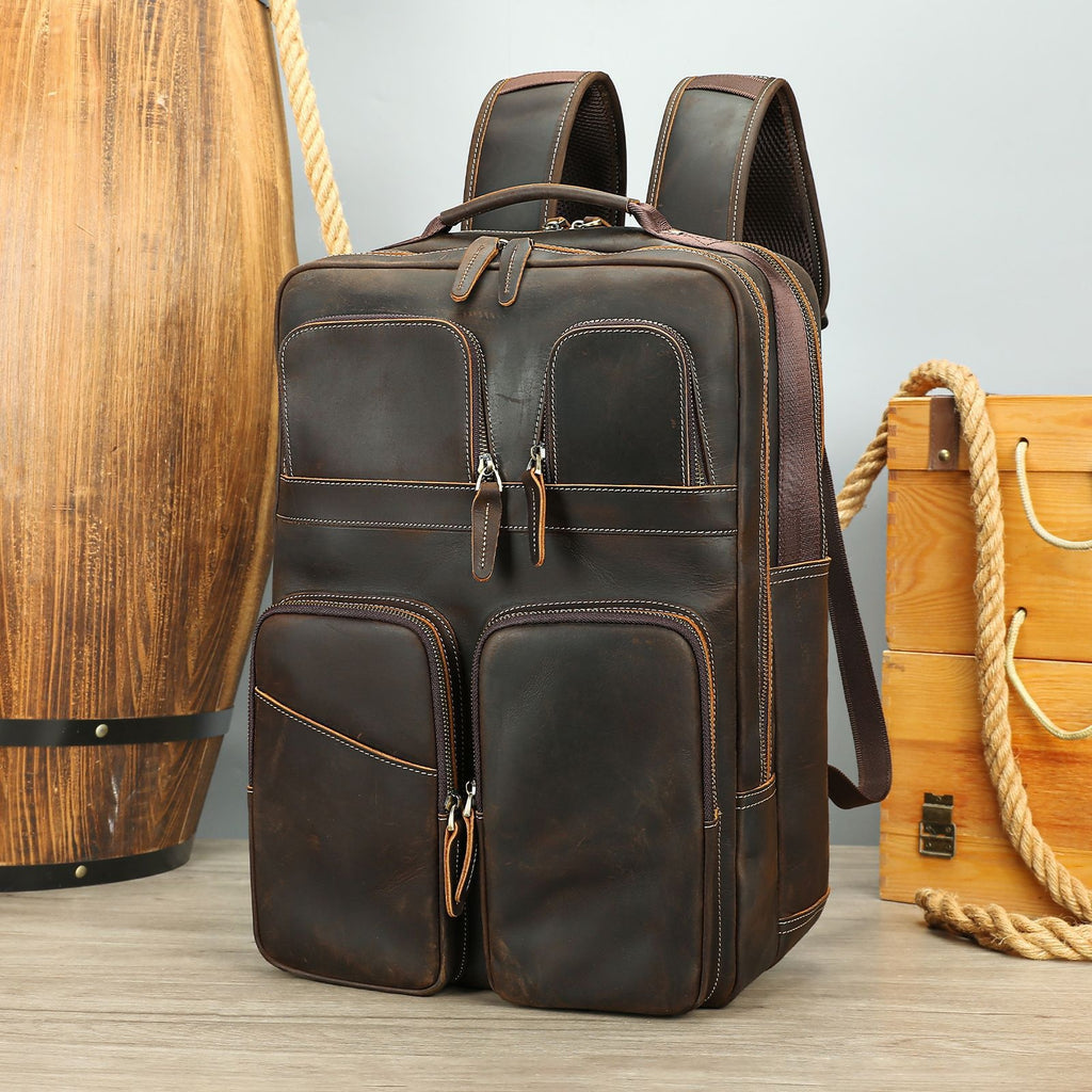 Large Capacity Leather Backpack