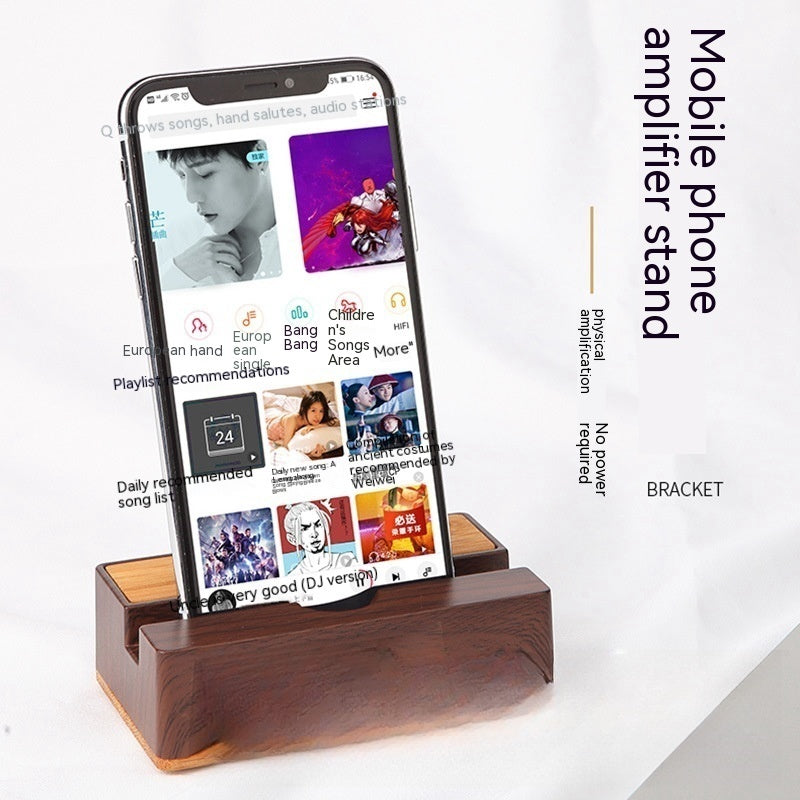 Amplifieur de son de téléphone mobile Support de bureau en bois Lazy