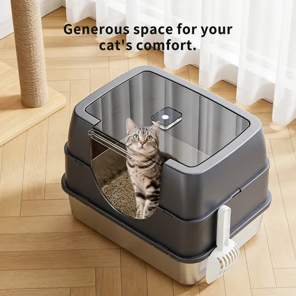 Galaxy Stainless Steel Beige Cat Litter Box