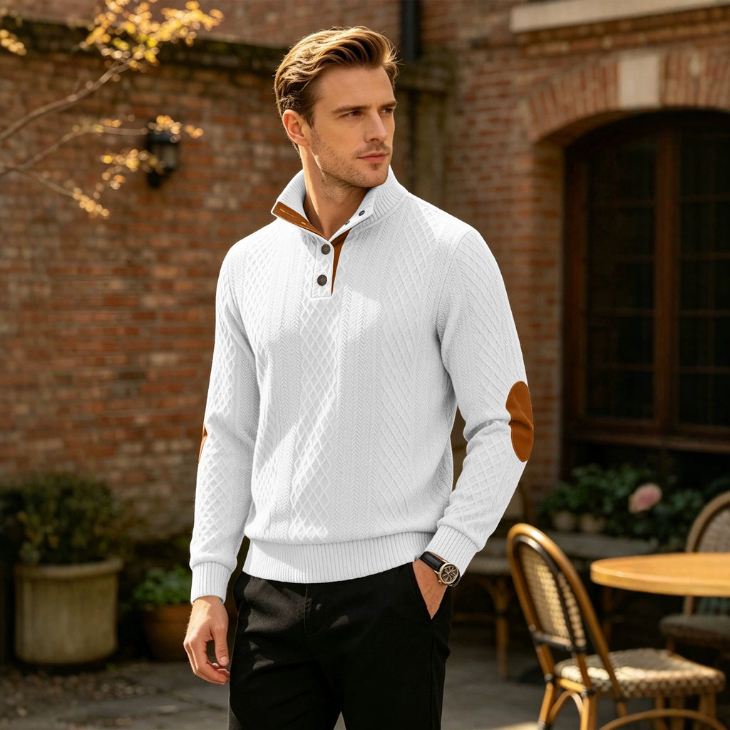 Homme Jacquard Col rond Chandail à manches longues