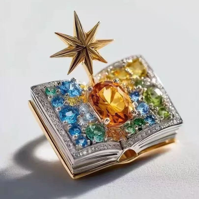 Broche mode entièrement incrustée de diamant en huit points Star Fairy Book