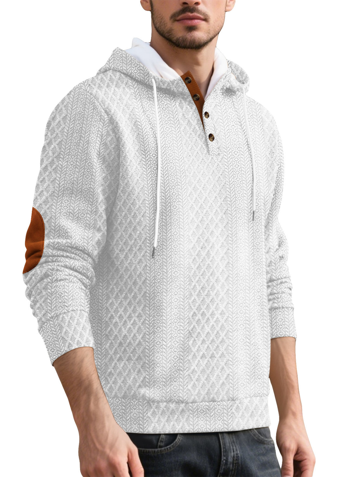 Pull casual homme européen et américain Jacquard Broderie à capuche couleur solide