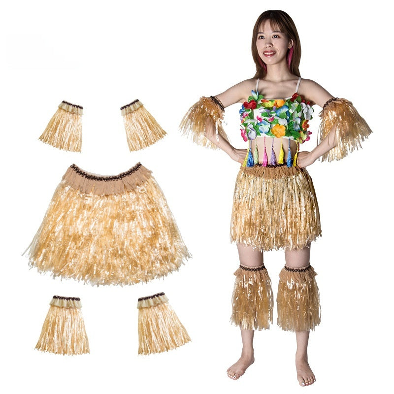 Hawaiian Style Grass Skirt Set