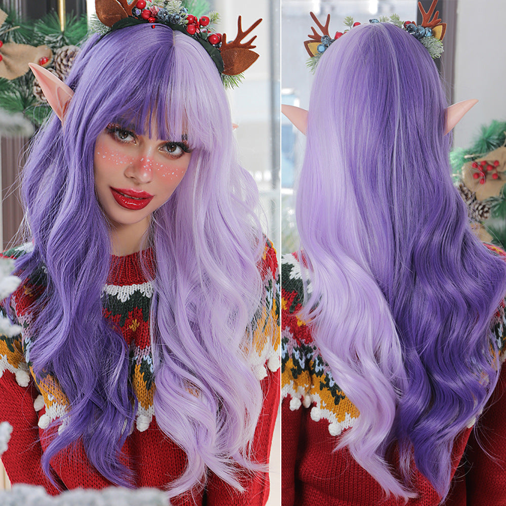 Cosplay Long Wave Perruques synthétiques rouges et vertes