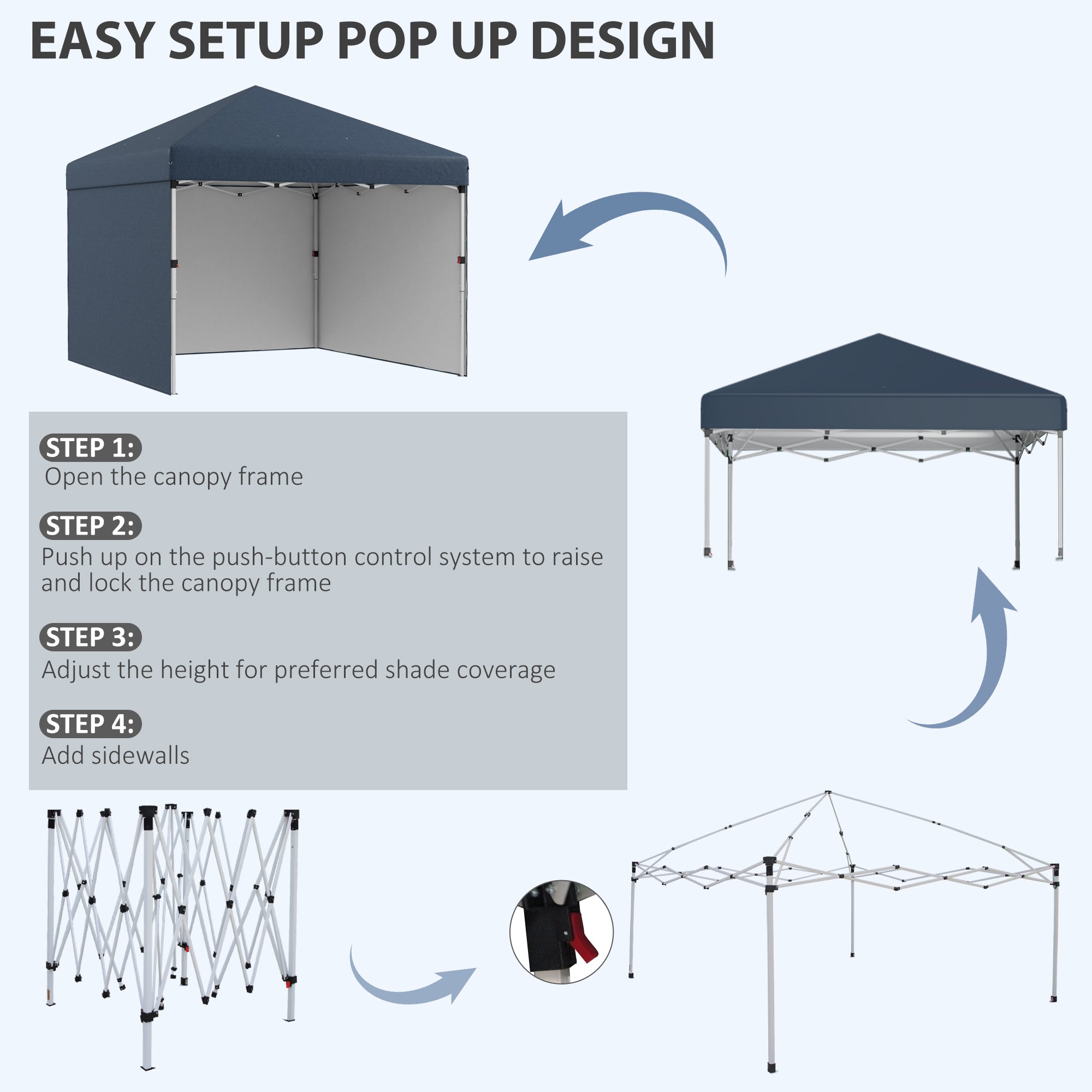 10 x 10 Pop Up Canopy avec parois latérales