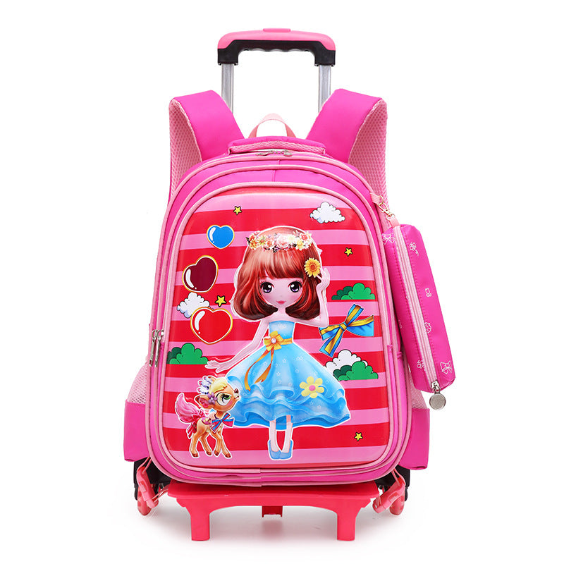 Trolley Primary School Waterproof 3D voiture Détachable Réduction de fardeau enfants sac à dos
