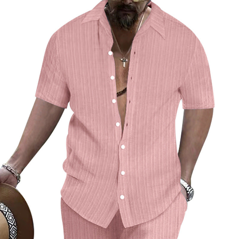 Homme Casual Loose-fit à manches courtes Beach Button-up Top
