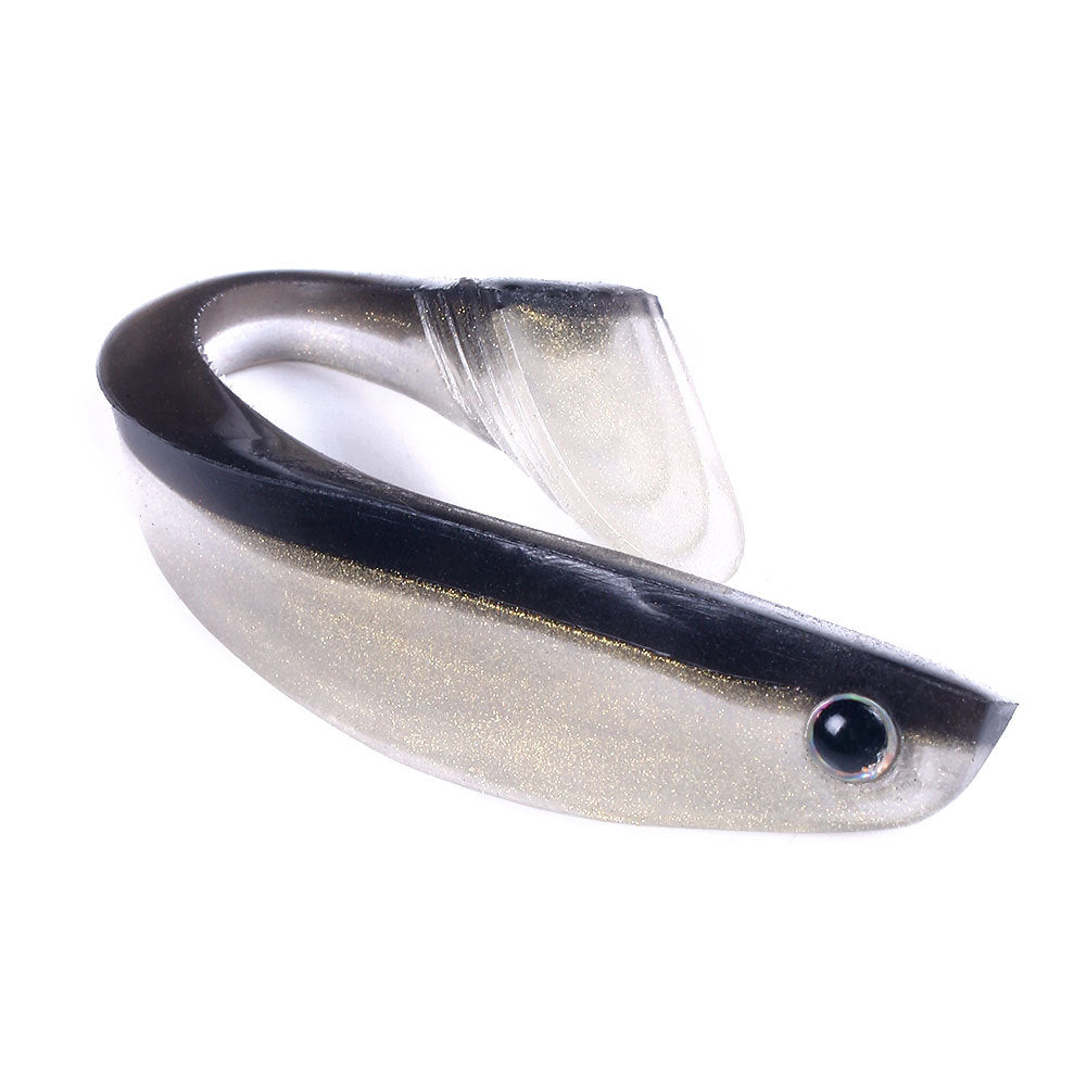 Luya Soft Bait Noir deux couleurs Retour 10cm 6 bandes Pack T