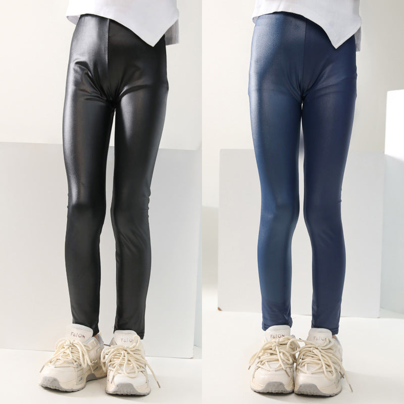Pantalons en cuir mince pour enfants minces