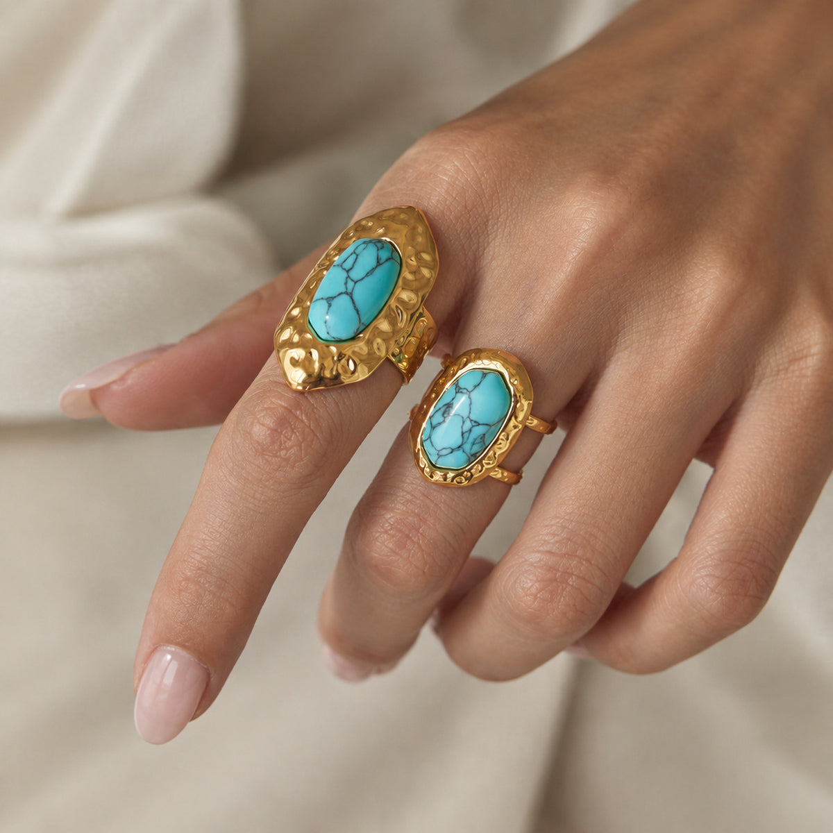 Bague en acier de titane bleu turquoise pour femmes
