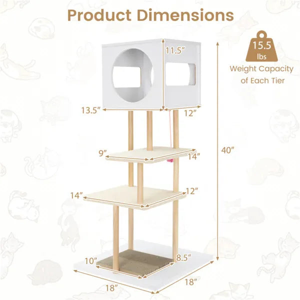 Arbre de chat multi-niveaux avec 2 tampons de graissage
