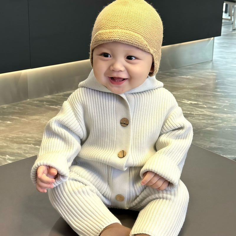 Bodysuit bébé Laine tricotée chaude Romper longue couture vêtements bébé