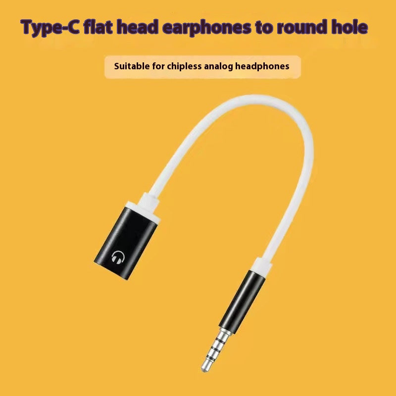 35mm Homme Typec Femme Tête plate Head Head Head To Round Head Converter