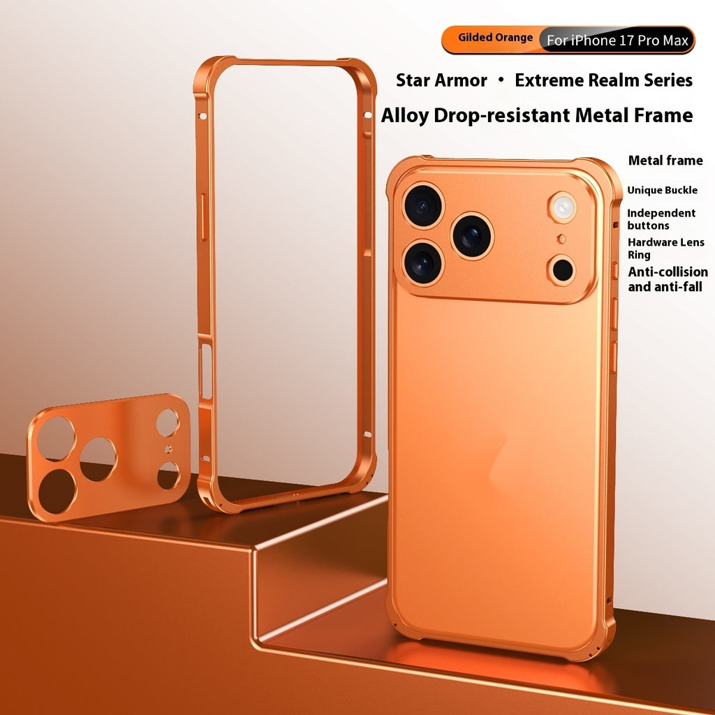 Four-corner résistant à la chute Seahorse Buckle Phone Case Cadre en métal