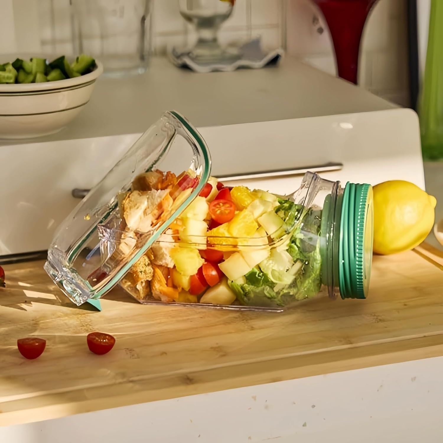 Conteneur de salade avec ouverture latérale