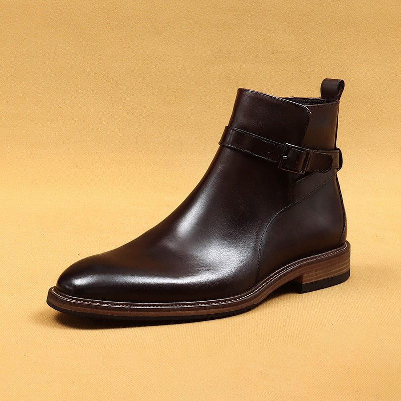 Bottes de cheville formelle d'affaires avec doublure en cuir véritable