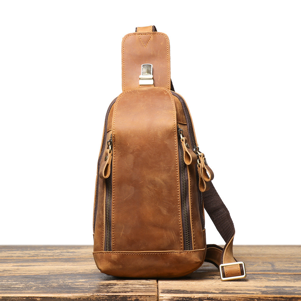 Crazy Horse en cuir pour hommes Sports Crossbody Bag