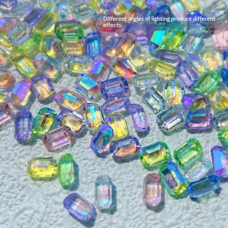 Ensemble de cube de glace Hued d'Aurora en forme de petit clou carré Strass