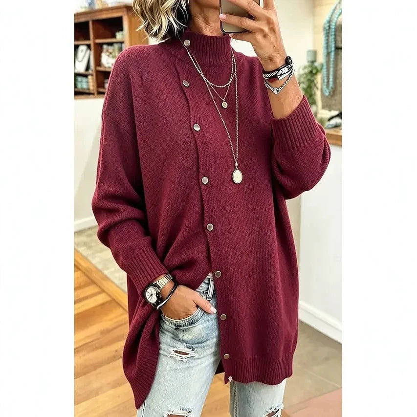 Manteau à col roulé boutonné