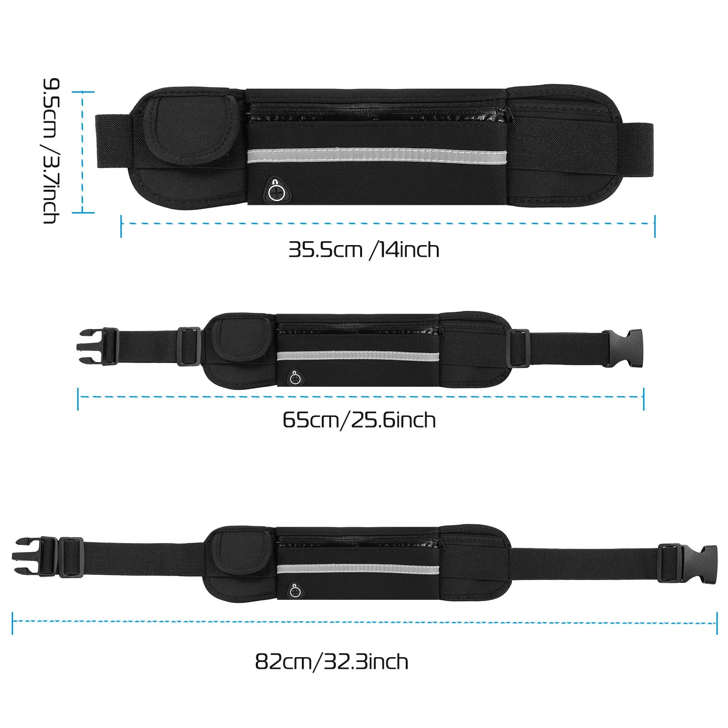 1Pc Sports Waist Bag Running Belt Pack Waterproof Waist Pouch réglable