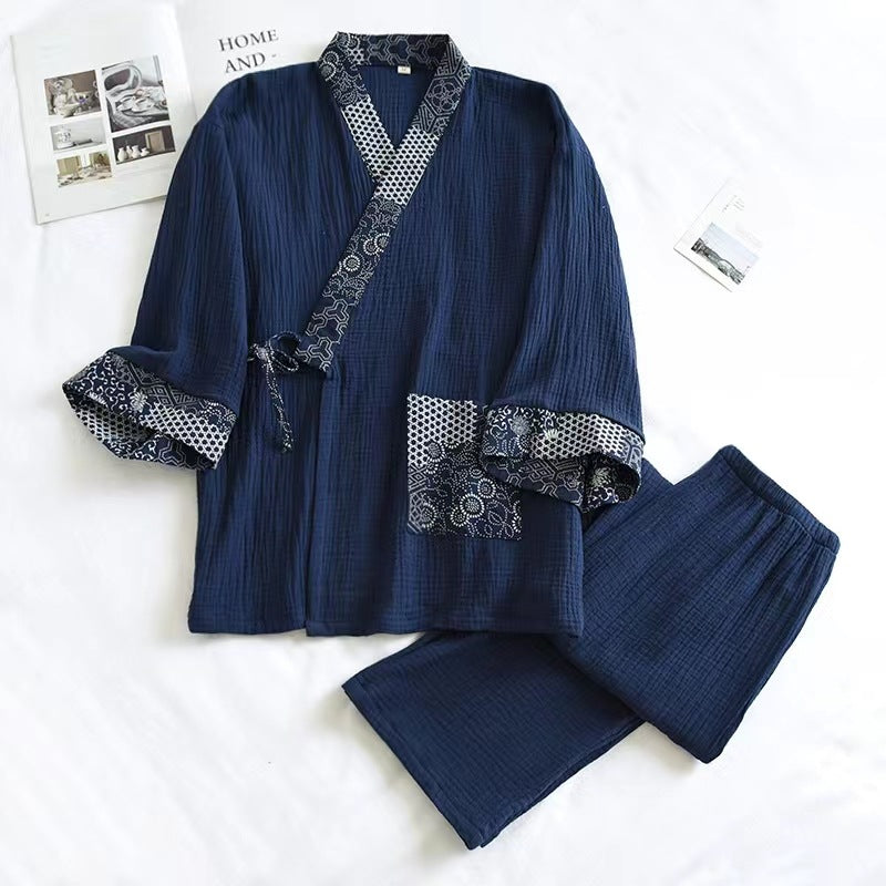 Pajamas de coton minimaliste de style japonais Gauze pour hommes